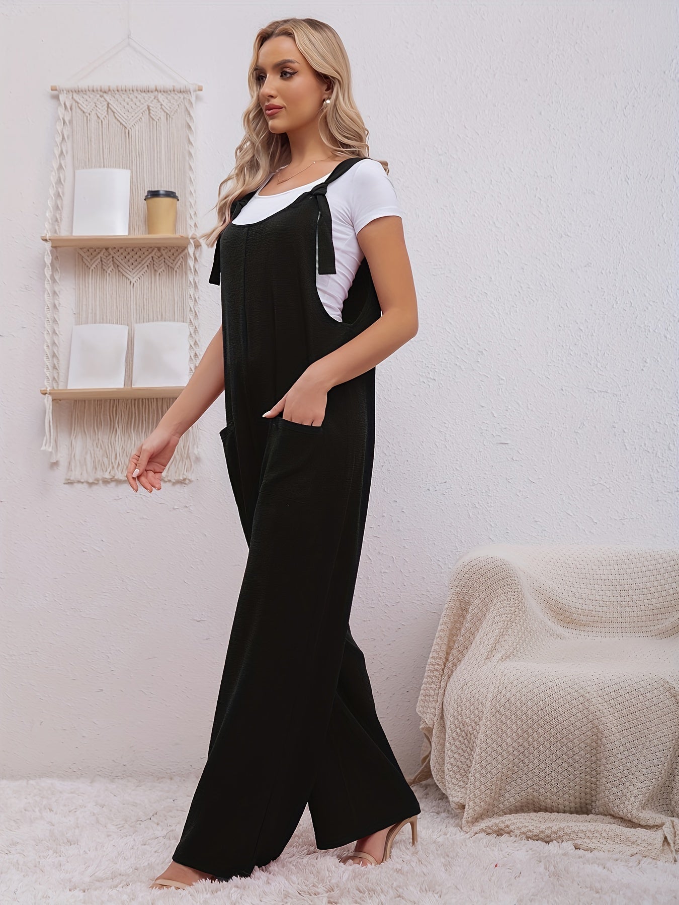 Women's Crew Neck Jumpsuit Sleeveless Casual