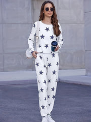 Star Print Pajama Set Top & Joggers Lounge Two