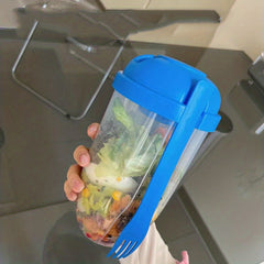 Portable Salad Cup Set with Fork and Sauce Cup for Picnics Bento Lunches
