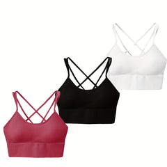 3pcs Wireless Double Straps Bra Set