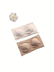 2pcs Seamless Bandeau Bras Soft Stretch Everyday Women's Lingerie