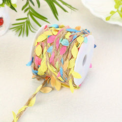 Burlap Leaf Ribbon 33 Feet Green Vine Twine Jungle Safari Baby Shower Decor