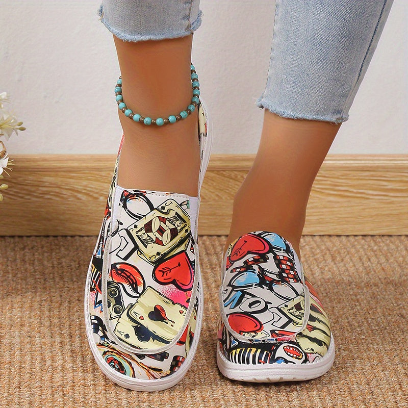 Women's Cow Print Mule Sneakers Slip On Canvas Shoes Lightweight
