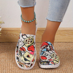 Women's Cow Print Mule Sneakers Slip On Canvas Shoes Lightweight