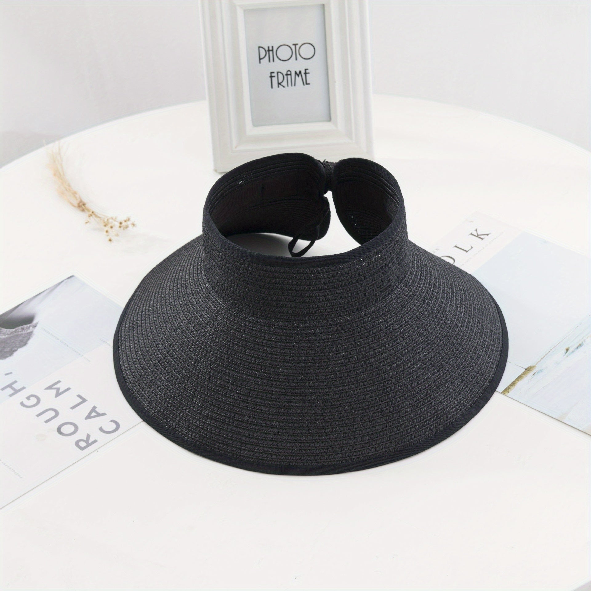 Foldable Ponytail Sun Visor Hats UV Protection Wide Brim Straw Beach Hat