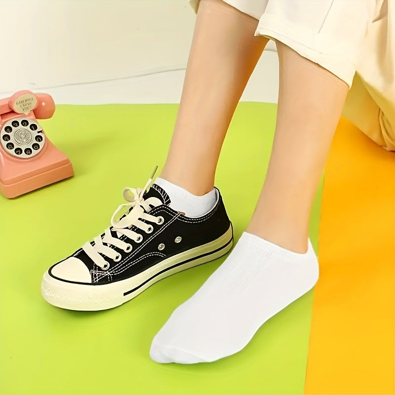 5 Pairs Soft & Lightweight Solid Ankle Socks Women's Stockings & Hosiery