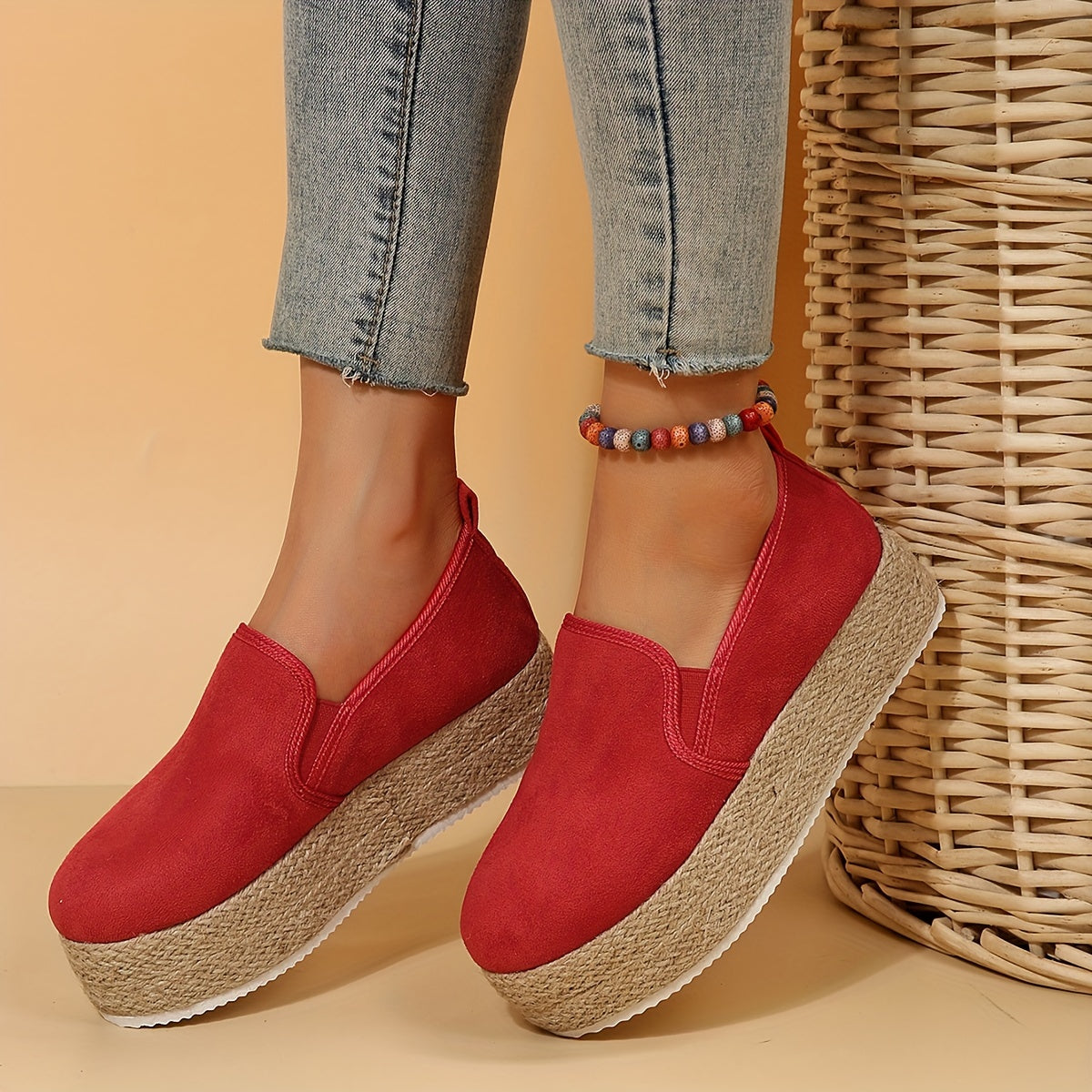 Women's Solid Platform Loafers Slip On Low Top Thick Sole Shoes