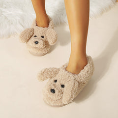 Cartoon Dog Plush Bedroom Slippers for Women