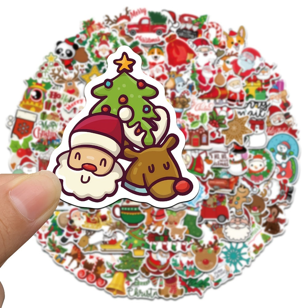 100pcs Christmas Doodle Stickers for Phones, Journals