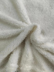 Solid Round Neck Fuzzy Fleece Sweater