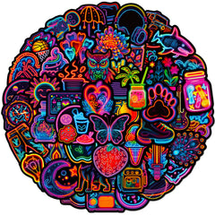 50pcs Neon Light Graffiti Stickers Creative Style Stickers For Adults