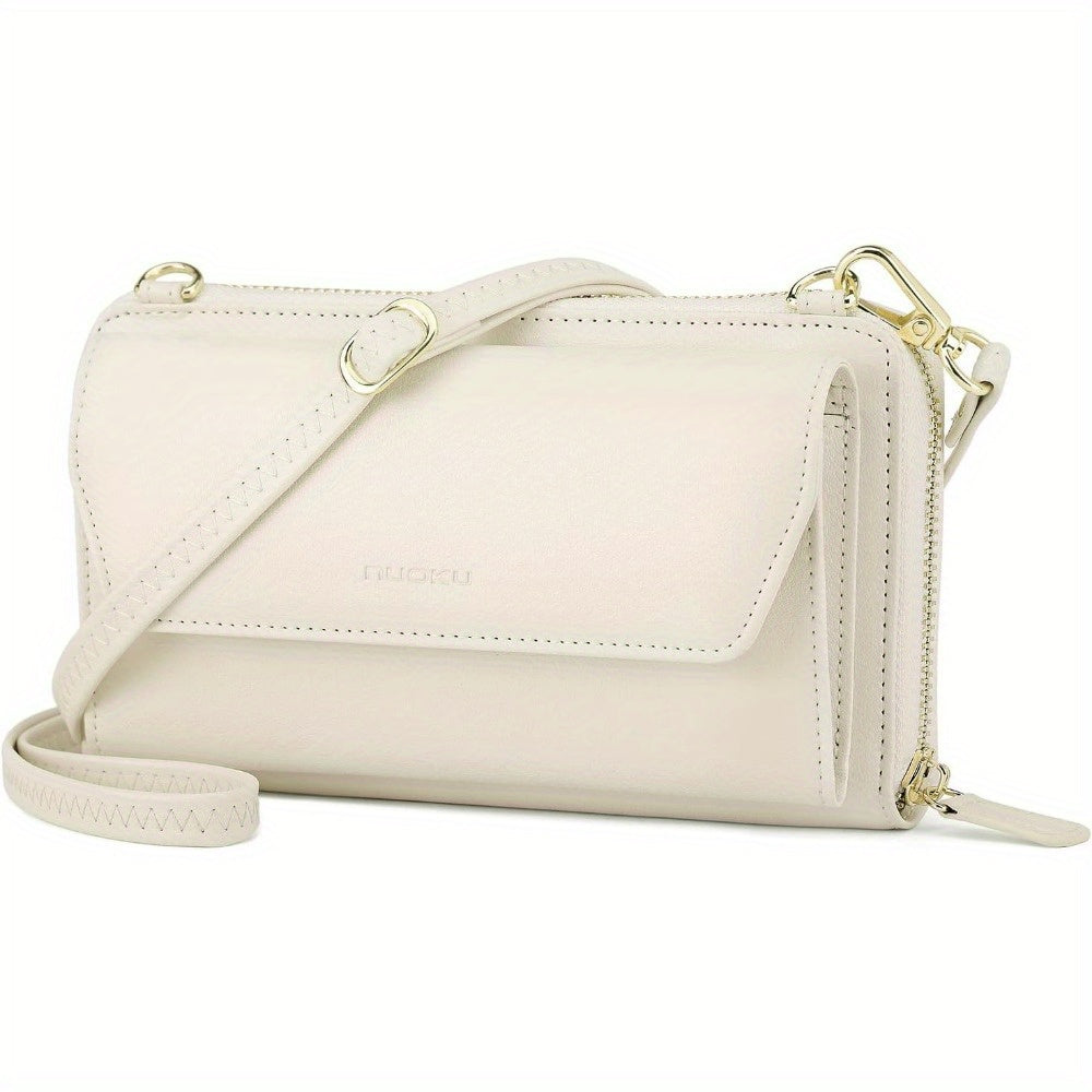 Womens RFID Wallet Purse Urban Style Zip Closure 2 Strap Lining Solid Pattern