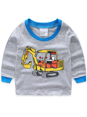 Cartoon Excavator Pajamas Long Sleeved Suit Home Clothes