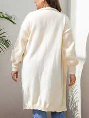 Casual Jacquard Lantern Sleeve Knit Cardigan