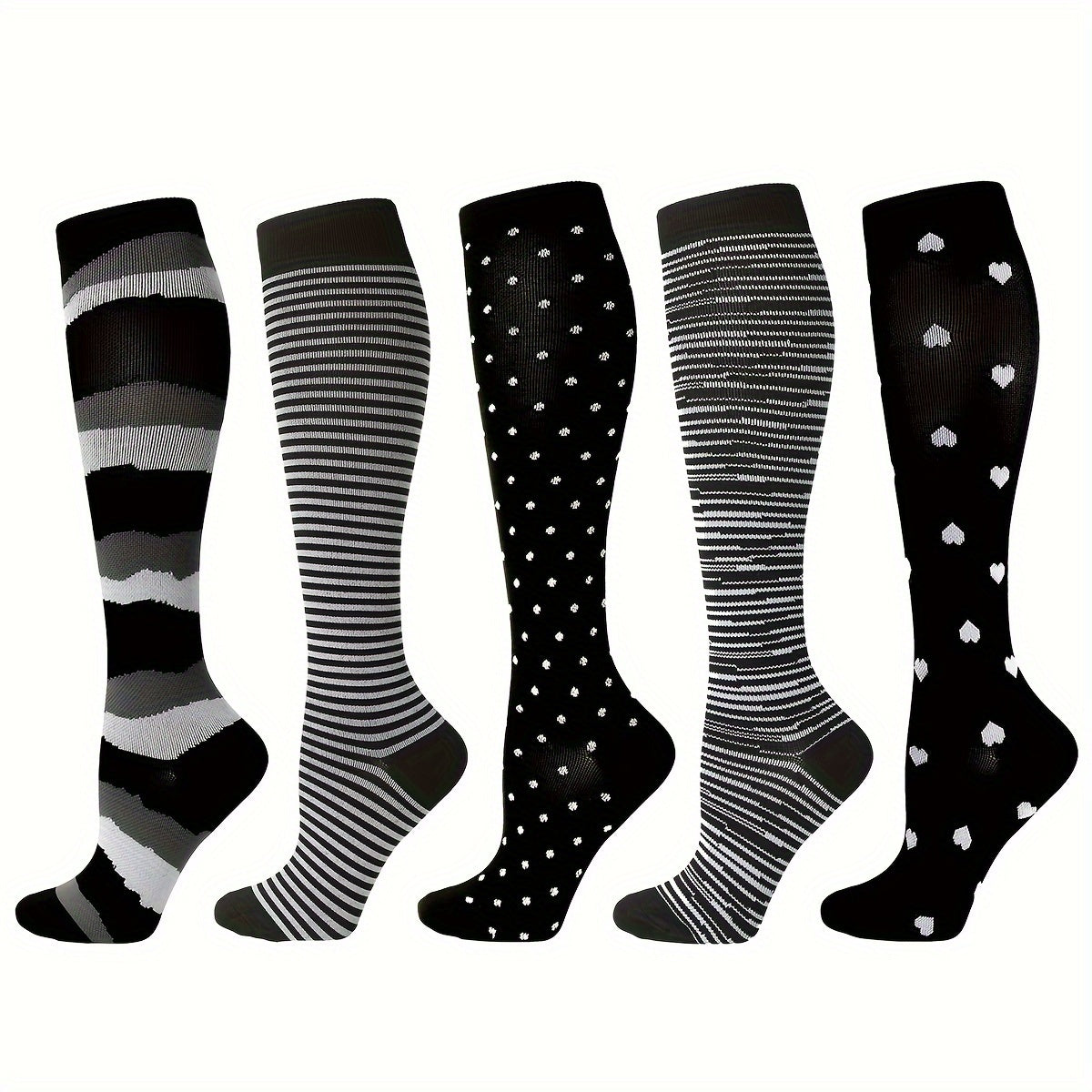 1pair 5pairs Knee High Copper Compression Socks for Men & Women 15-25 mmHg