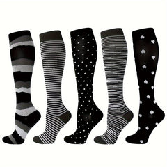 1pair 5pairs Knee High Copper Compression Socks for Men & Women 15-25 mmHg