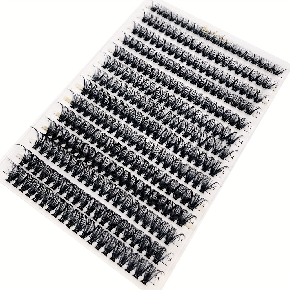 280pcs Clusters Eyelashes 0.07mm D Curl Mixed Length Faux Mink Eyelash Extension