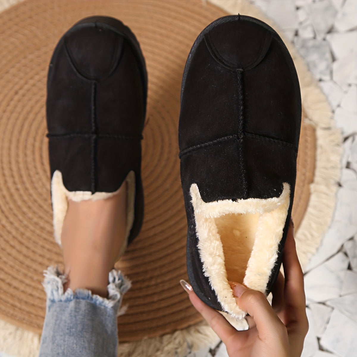 Fur Lined Thermal Soft Thick Sole Snow Shoes Winter