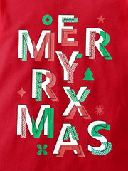 Christmas Letter Print Striped Bodysuit & Headband Baby Set