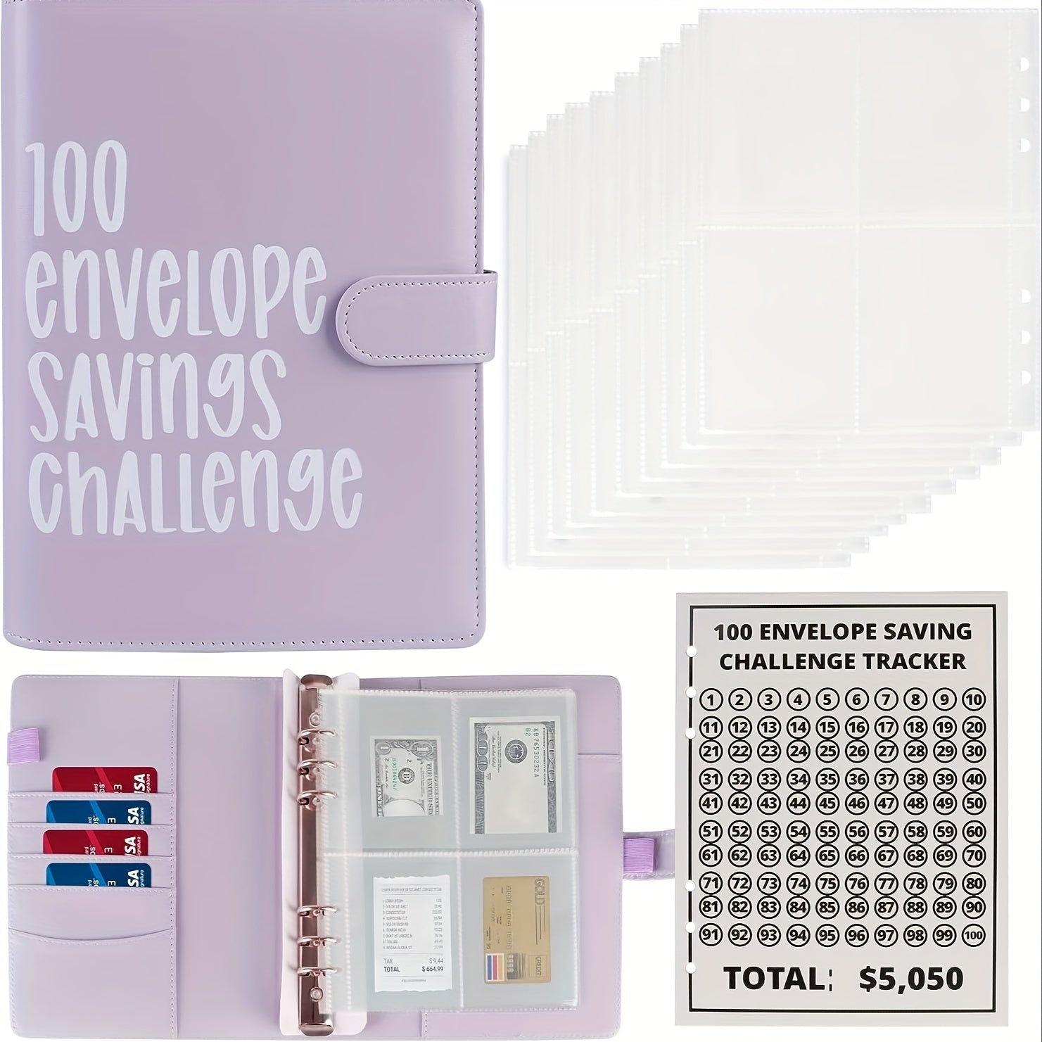 100 Envelopes Challenge Binder - Fun Way To Save $5,050