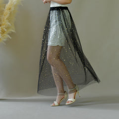 Sequined Mesh Skirt for S American Beach Vacation