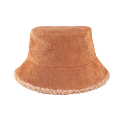 Warm Lamb Wool Bucket Hat Fleece Corduroy Flat Top 4 Colors