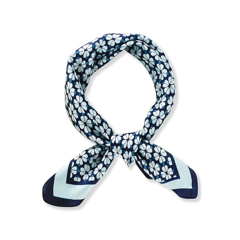 70cm Geometric Flower Print Square Scarf Neckerchief Bandana