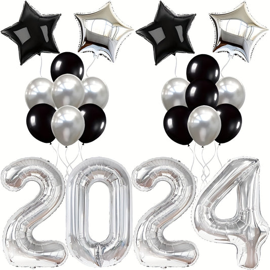 24pcs Silvery Year Theme Party Balloon Decoration Set