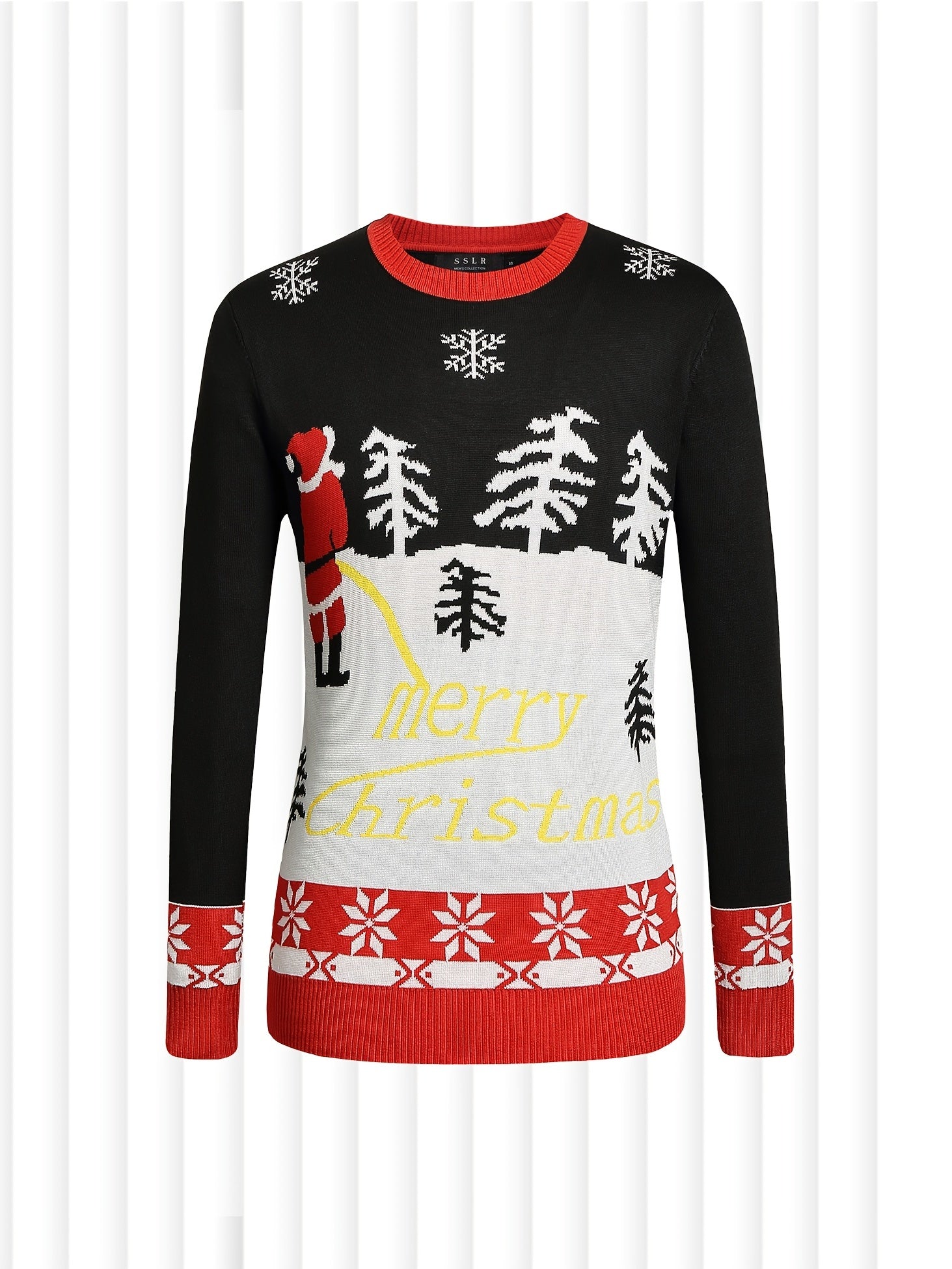 Men's Ugly Christmas Knitted Pullover Sweater Merry Christmas Embroidered