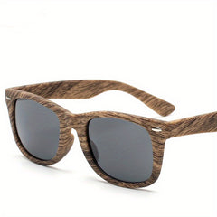 Wood Grain Sunglasses Square Mirrored UV400 Sun Shades for Driving