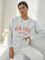 Women's Letter Print Sweatshirt Casual Long Sleeve