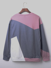 Casual Block Long Sleeve Crew Neck Pullover Sweatshirt for Fall & Winter