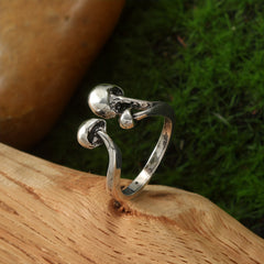 Vintage Mushroom Ring Silver Plated Adjustable Jewelry