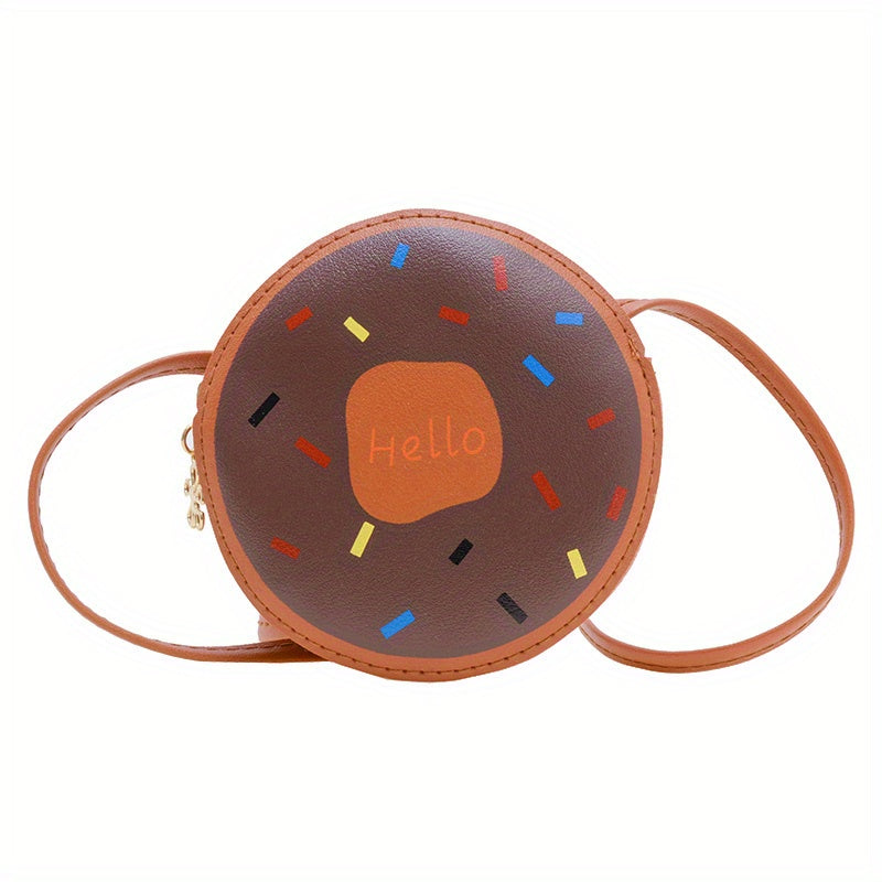 Kids' Cartoon Donut Crossbody Bag PU Leather Lightweight Shoulder Bag