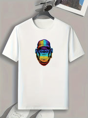 Gradient Chimpanzee Print Men's Tee for Outdoor Summer