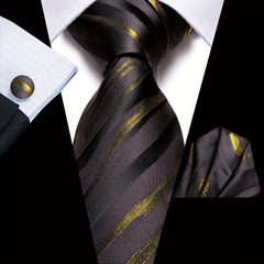 Hi Tie Men's Business Necktie Extra Long Hanky Cufflinks