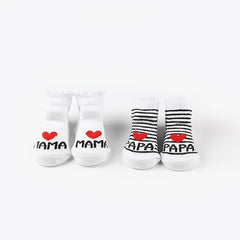 Baby Girls MAMA PAPA Print Striped Knit Socks Soft
