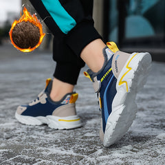 Warm Plus Fleece Low Top Sneakers For Boys