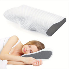 Contoured Memory Foam Pillow Neck Back Relax Improve Sleep Side Back Stomach