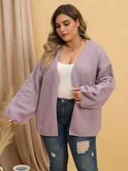 Casual Cardigan Women's Plus Solid Long Sleeve Open Front