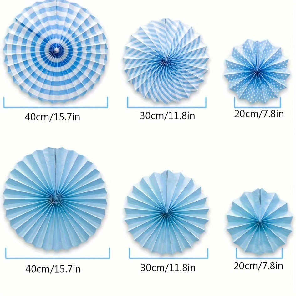 6pcs Colorful Paper Fan Flower Set for Birthday Wedding Room Party