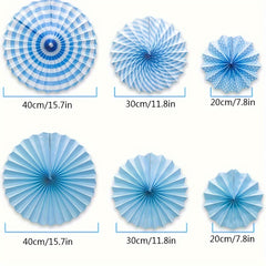 6pcs Colorful Paper Fan Flower Set for Birthday Wedding Room Party