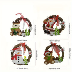 Christmas Rattan Wreath 1pc Natural Front Hanging Garland