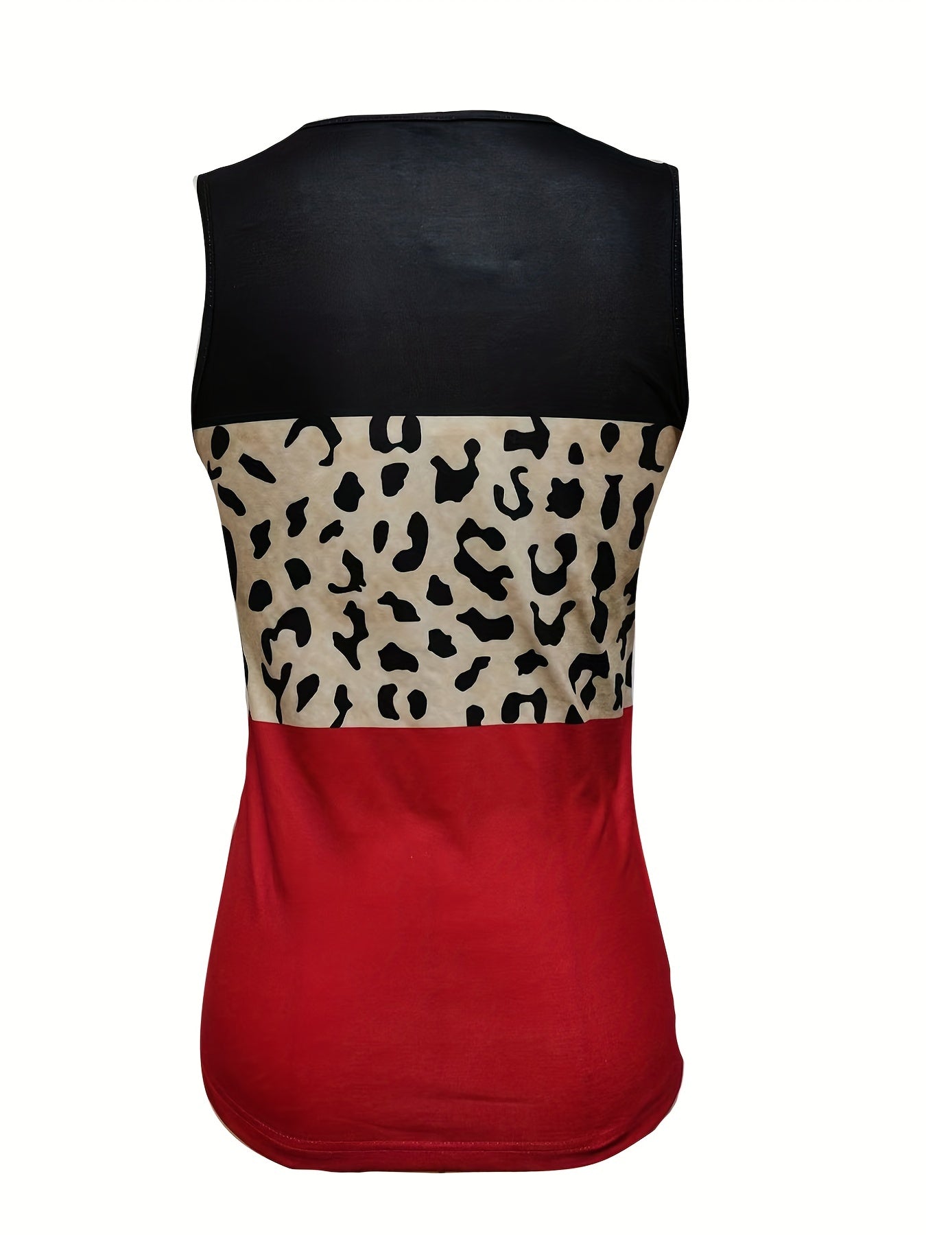 Leopard Print V-Neck Tank Top Sleeveless Summer Casual Women's Clothing