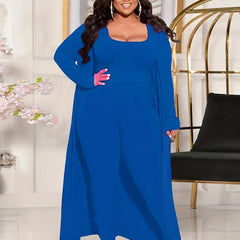 Solid Ribbed Cardigan, Top & Pants 3-Piece Set