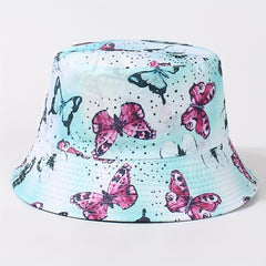 Butterfly Flag Print Reversible Bucket Hat Lightweight Fisherman Cap