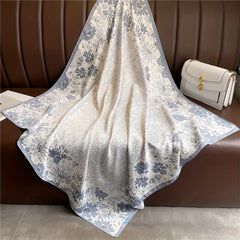 Floral Print Square Scarf Solid Plain Casual Shawl Women Head Wrap Bandana