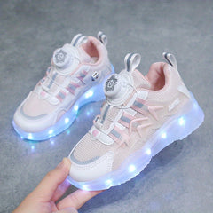 Boys LED Sneakers USB Chargeable Breathable Non Slip Shoes