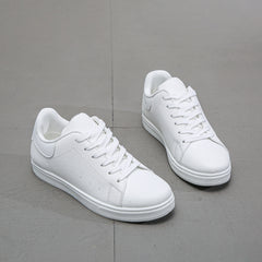 Women's Flat Lace-Up Walking Shoes Casual Faux Leather Sneakers