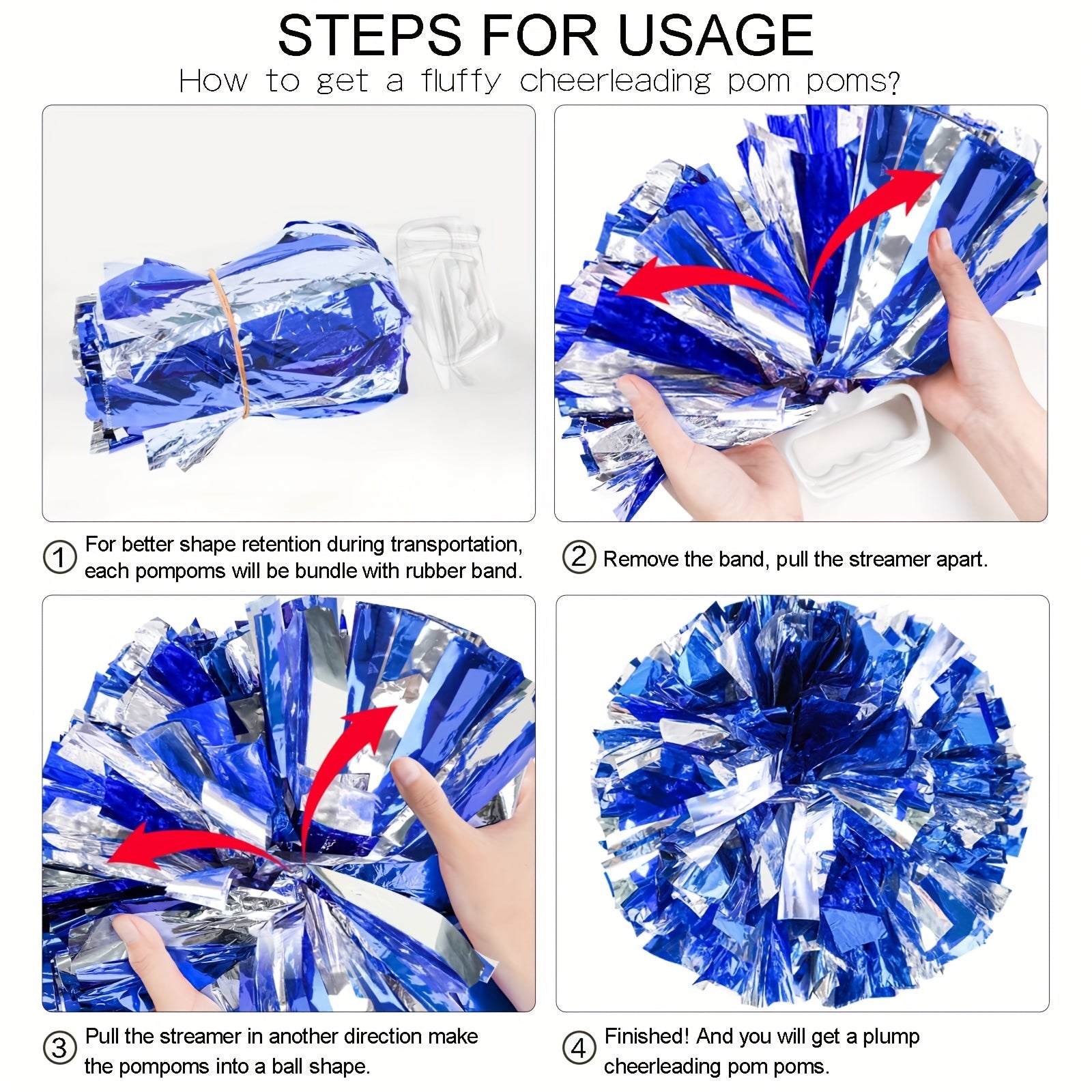 Waterproof Cheerleading Poms with Soft PVC Handle